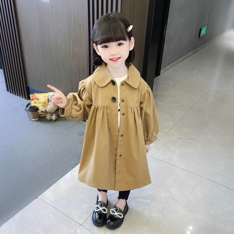 Girls Coat Windbreak Jacket Cotton Outwear 2023 Bow Spring Autumn Outdoor Kids Windproof  Children's Clothing