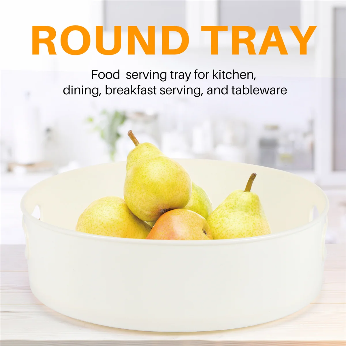 Rotating Tray Turntable Kitchen Storage Containers for Spice Jar Food Snack Tray Non Slip Dried Storage Plate, White