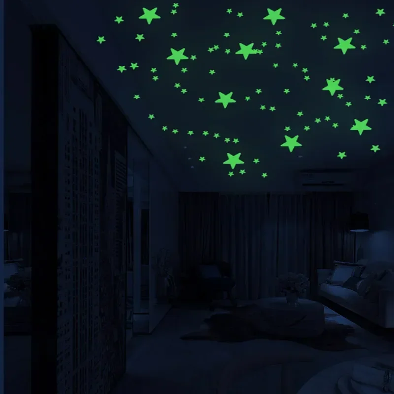 1 conjunto de estrelas lua pontos auto-adesivo luminoso adesivo de parede crianças quarto diy decalque brilho no escuro fluorescente decoração de