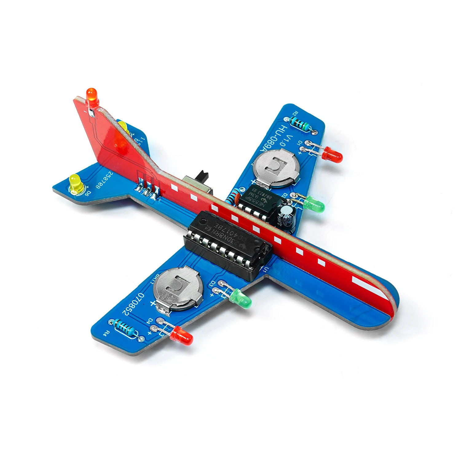 

Набор для сборки светодиодной модели самолета HU-089 (DIY) с схемами NE555 CD4017, многоцветной подсветкой, компактным дизайном, питанием от батареек, для пайки электроники