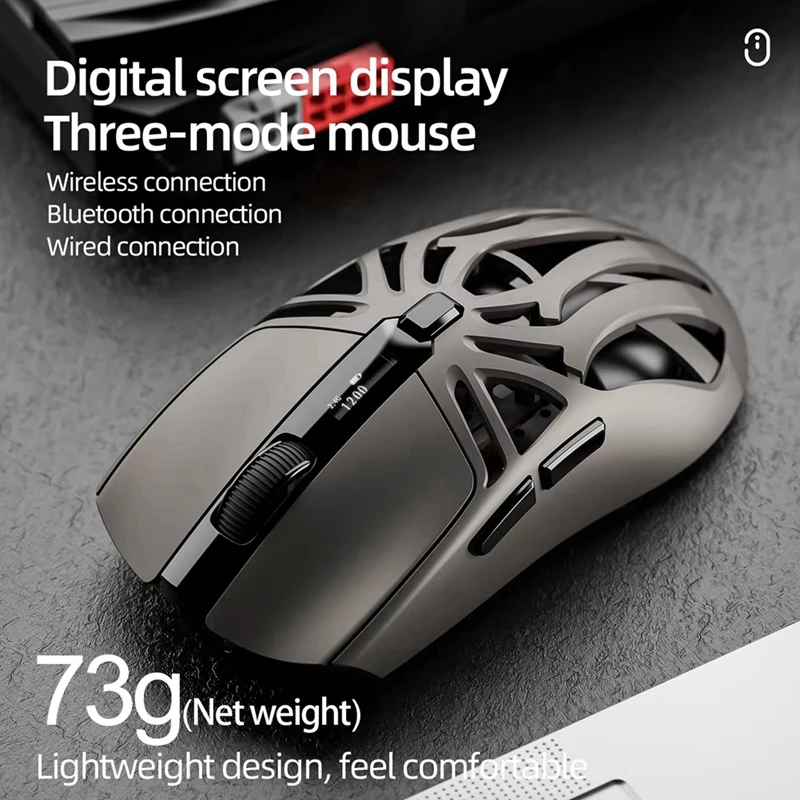 The Newsmailwolf RS8 Bluetooth Mouse, 10000Dpi, Three-Mode Connection, Macro Gaming Mouse For PC Notebook Laptop Computer