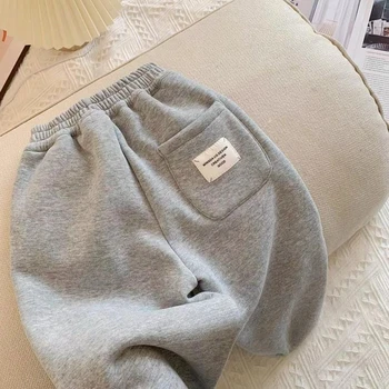 Kids Plush Trousers 6 Autumn Winter Boys' and Girls' Sports Plush Pants New Korean Edition Striped Children's Pant Boys Pants Girls Winter Clothes 6