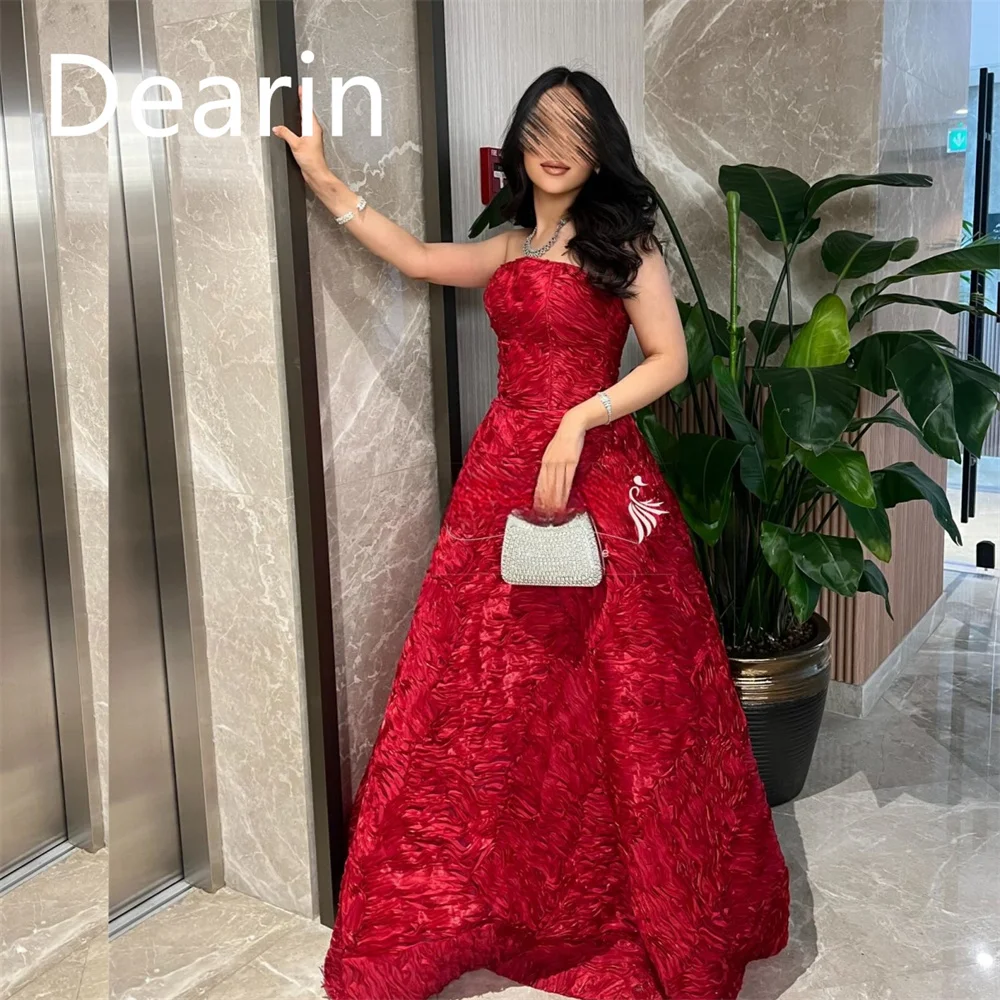 

Customized Saudi Arabia Dearin Strapless A-line Floor Length Skirts Sleeveless Bespoke Occasion Dresses Evening Gown Formal Prom