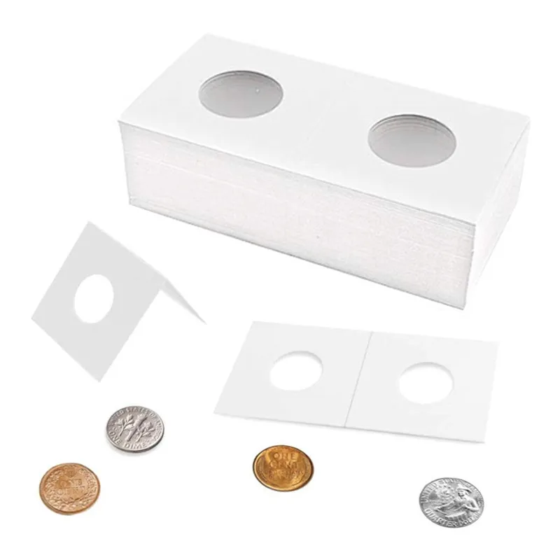 New 17.5mm-40mm Size 50PCS Square Cardboard Coin Supplies Coin Album Collection Lighthouse Stamp Coin Holders Cover Case Storage