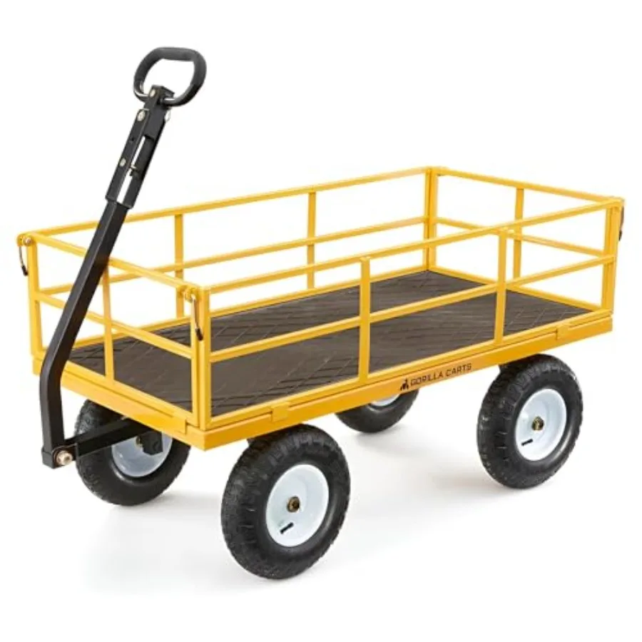 

Heavy Duty Utility Cart All Terrain Garden Wheelbarrow Wagon 1200 Lb Yellow - Gardening Equipment for Yard Lawn and Outdoor Use