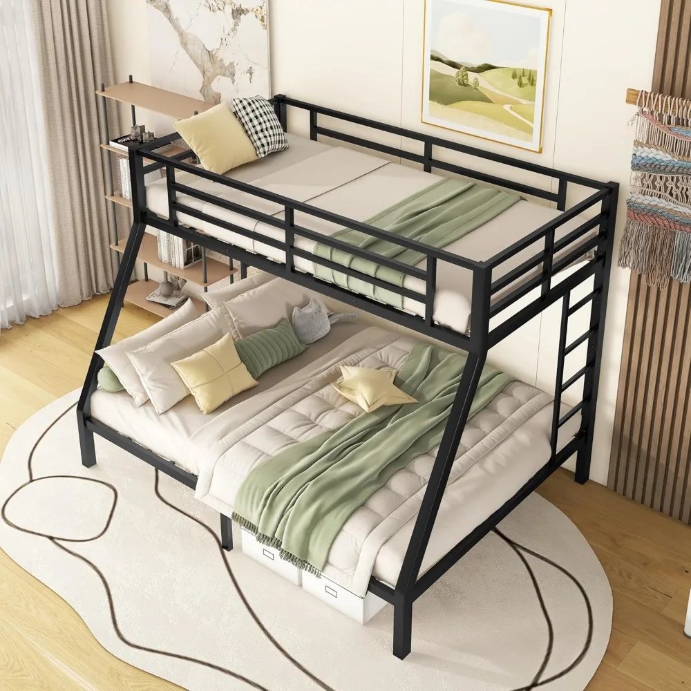 Litera de Metal para niños, cama de dormitorio, litera resistente con 2 escaleras, litera que ahorra espacio para adolescentes y adultos