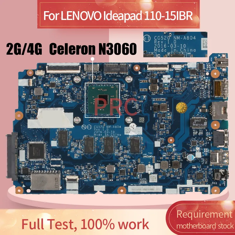 

For LENOVO Ideapad 110-15IBR Celeron N3060 Notebook Mainboard NM-A804 SR2KN DDR3 Laptop motherboard