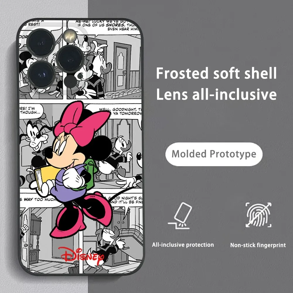 Mickey Mouse Back to School Phone Case For iPhone 16 15 14 13 12 11 Pro Max Plus Mini Frosted Soft Shell Funda