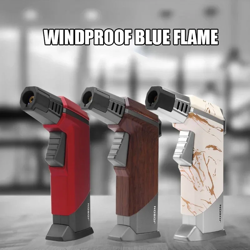 New JOBON Windproof Strong Blue Flame Gun Lighter  With Flame Lock Non-slip Base Ignition Gadgets