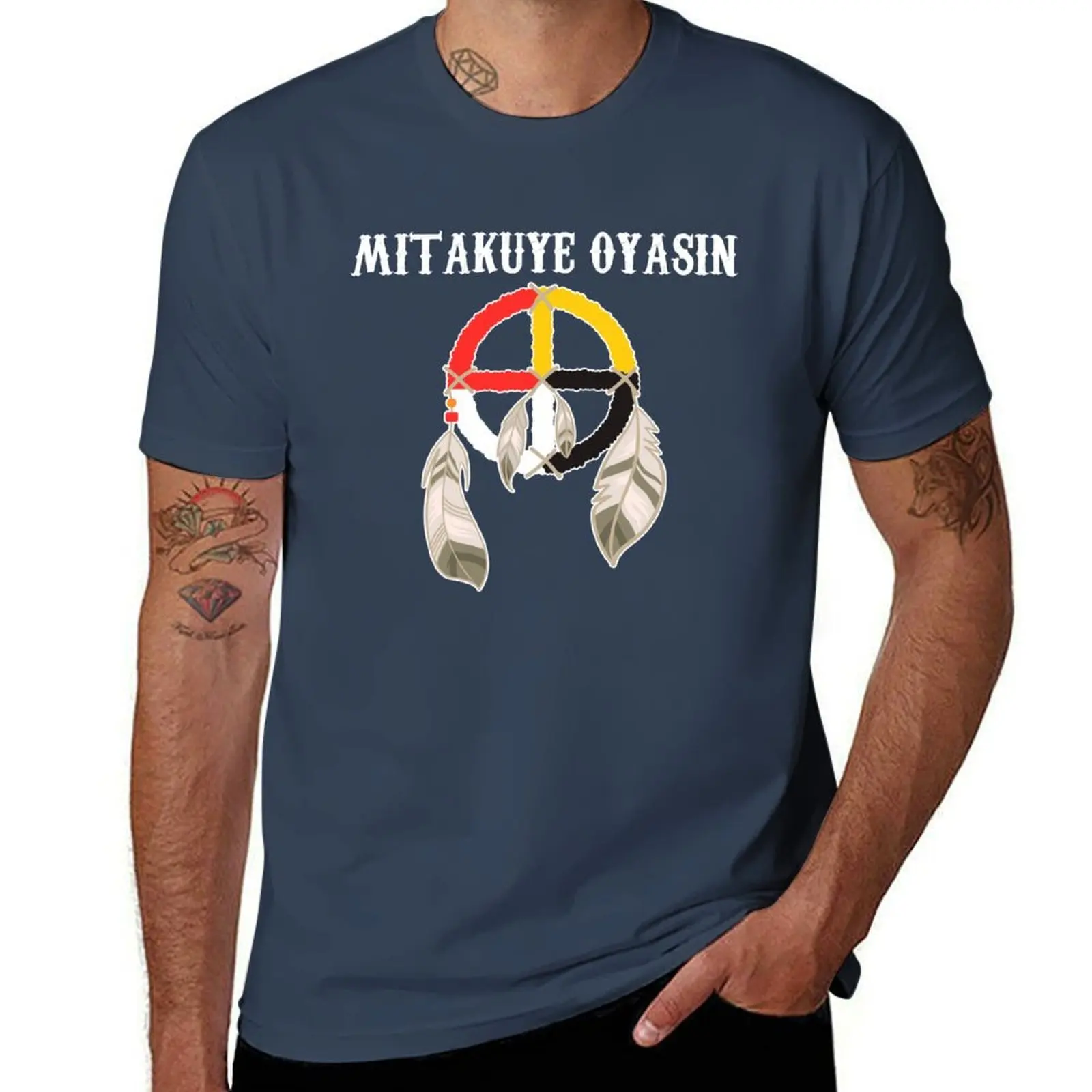

Lakota Oyasin Medicine Wheel Sioux Oglala Chief Mitakuye T-Shirt Sweat Resistant Workout Tee Shirt