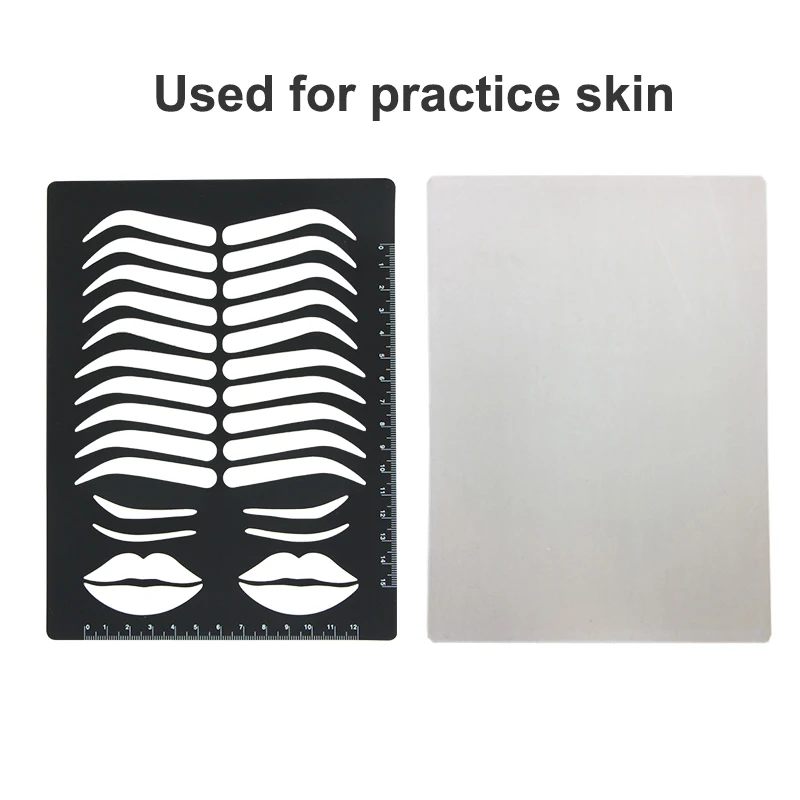 Silicone Practice Skin Permanent Makeup Training Latex Sheet Double Sided Print with Brows Design for Microblading PMU Beginners