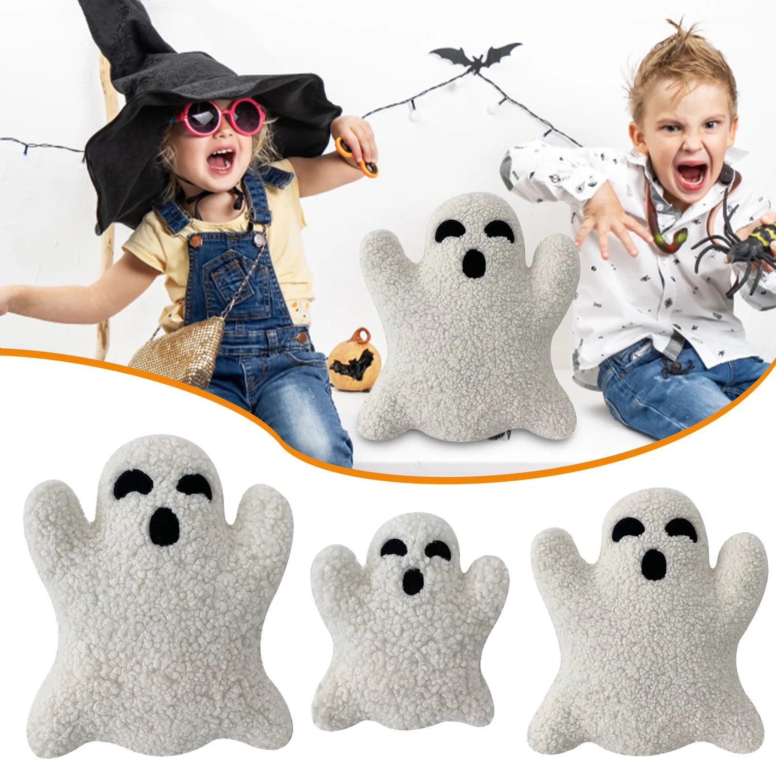 Halloween Ghost Pillow Soft Cute Ghost Shaped Plush Doll Home Sofa Halloween Decorative Ornaments Ghost Doll Gift For Kid