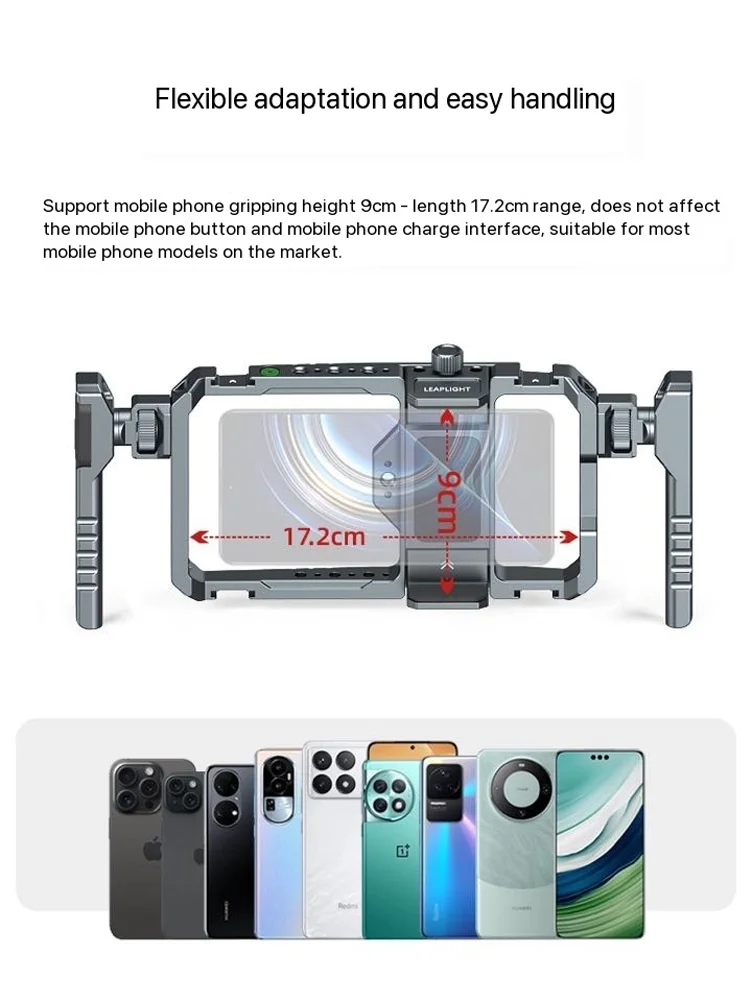 Leaplight-Universal Phone Camera Cage com Dual Hand, Smartphone Video Rig Kit, Vlog para iPhone e Android, Tripé Light Grip