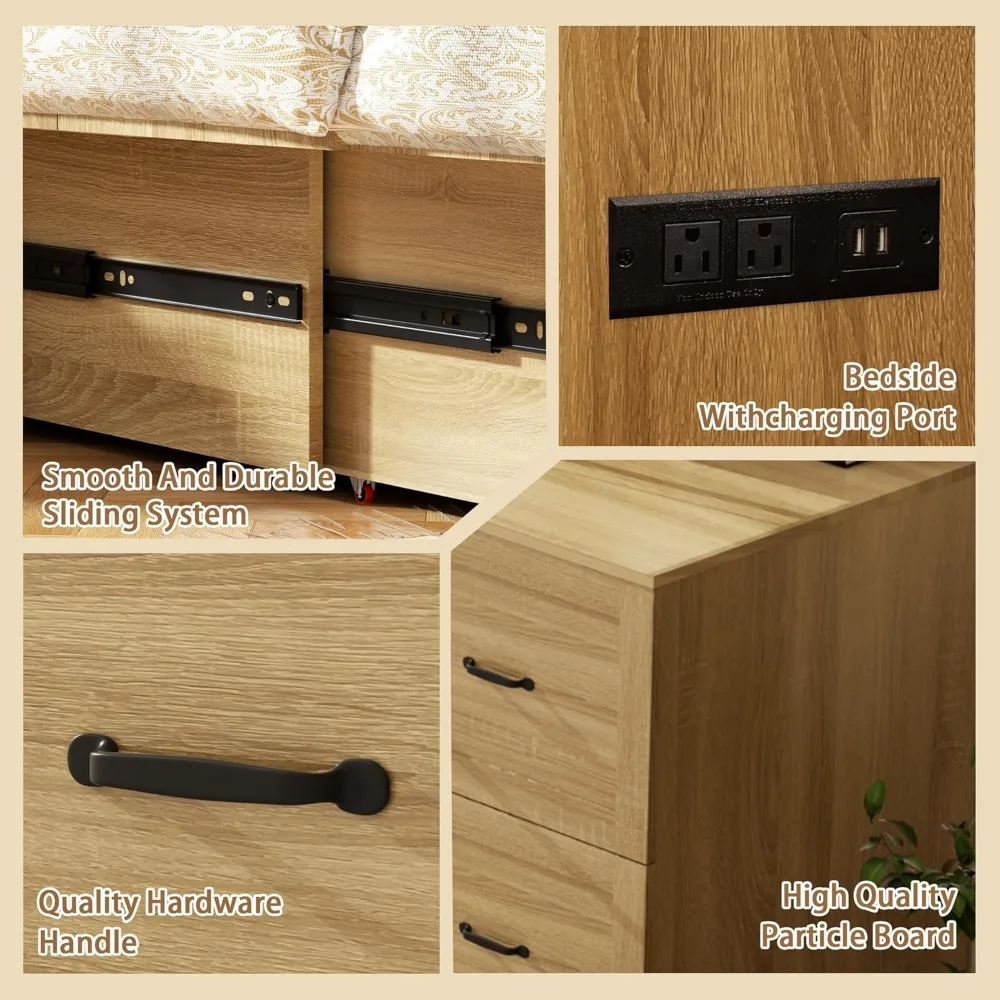خزانة سرير جدارية خشبية كاملة الحجم من سرير ميرفي مع درج كبير موفر للمساحة ومنصة مخفية قابلة للطي وخزانة متنقلة #5
