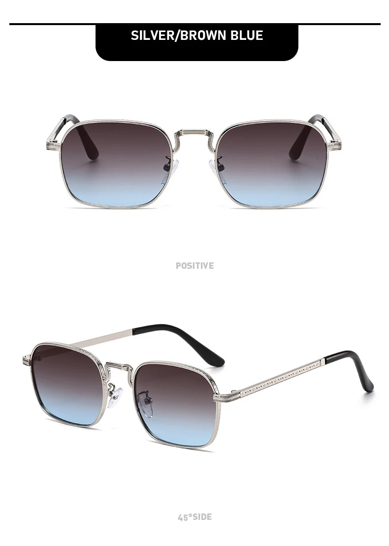 Neue trendige metallische personalisierte vielseitige Herren-Sonnenbrille mit rechteckigen Rahmen im Retro-Stil für Damen 2402 – Detail 13