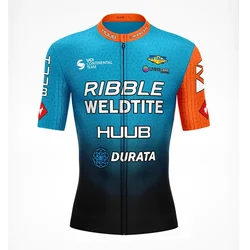 Ribble Weldtite Summer Cycling Men Classic Blue Short Sleeve Jersey Pro Team Quick Dry Breathable Bicycle Shirts Ciclismo