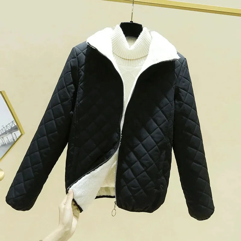 Fashion Women\'s Cotton Coat 2023 Winter Jackets Long Sleeve Lamb Down Thicken Warm Jacket Parkas Autumn Winter Parka Outwear