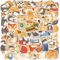 50PCS Chai Gou Fat Ginger Cat  Animals Irregular Abundant Stationery Sticker Creative Premium Stickers Supplies Birthday Gifts