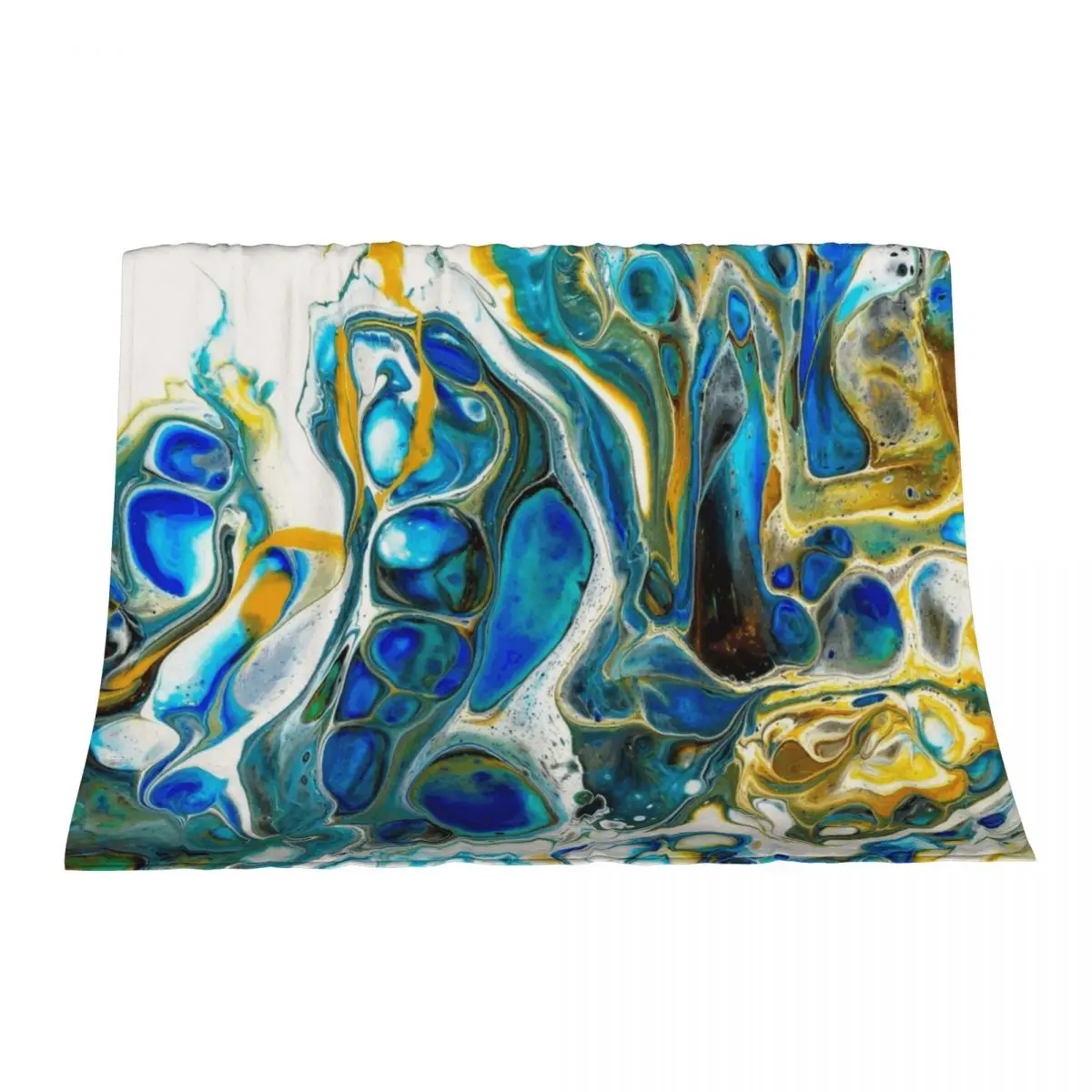

Acrylic painting, acrylic on canvas, white-blue-gold Throw Blanket funny gift Vintage blankets and throws Blankets