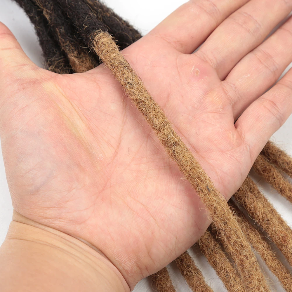 Extensions de cheveux humains faites à la main pour hommes et femmes, dreadlocks souples, 8-20 ", 10 brins par paquet