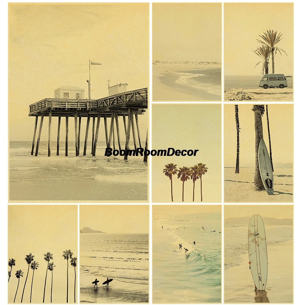 

Beach Decoration Art Prints Hunting Poster Kraft Paper Print Community Dormitory Coffee Painting Landscape Modern Home Poster