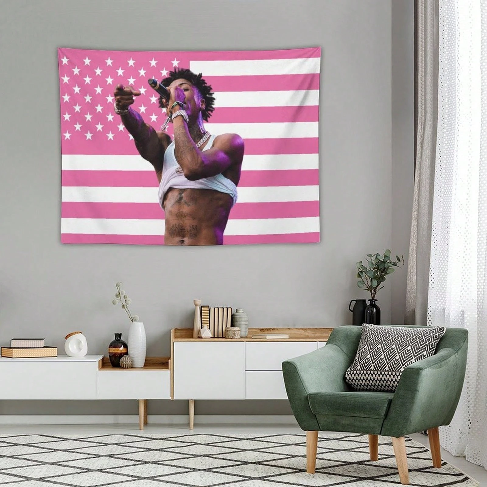YoungBoy Rapper Tapestry, Music Art Poster Flag for Room Aesthetic, Bedroom, Living Room, Home Office, Dorm & Party Decor