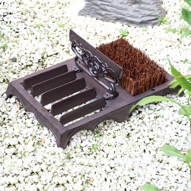 Vintage Cast Iron Boot Scraper And Cleaner Rectangle Rustic Brown Victorian Style Wrought Iron Boot Brushes Shoe Scrapers Heavy
