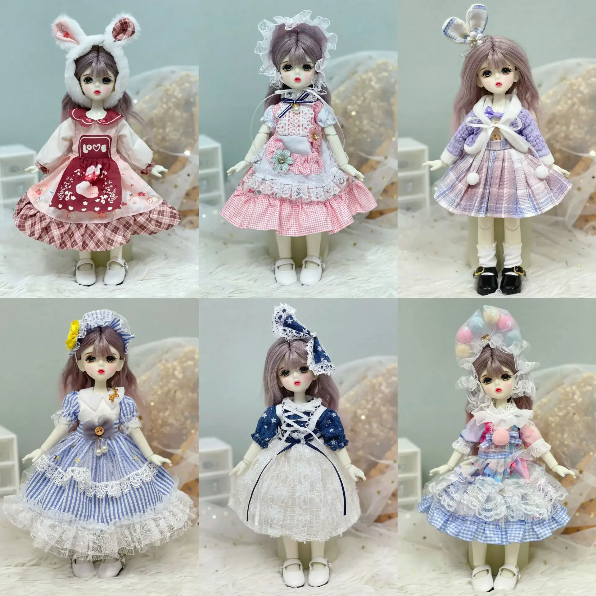 1/6 Bjd Doll Costume 30cm Doll Suit One-piece Dress In Autumn and Winter Lolita Jk Maid Dress