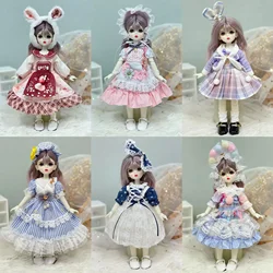 1/6 Bjd 인형 의상, 로리타 Jk 메이드 드레스, 원피스 수트, 가을 및 겨울, 30cm