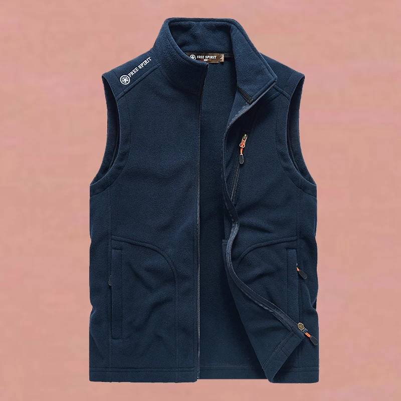 2025 High Quality New Autum Winter Men's Fashion Casual Waistcoat Fleece Thicken Outdoor Sprot Vest Male Multi-pocket Solid Vest