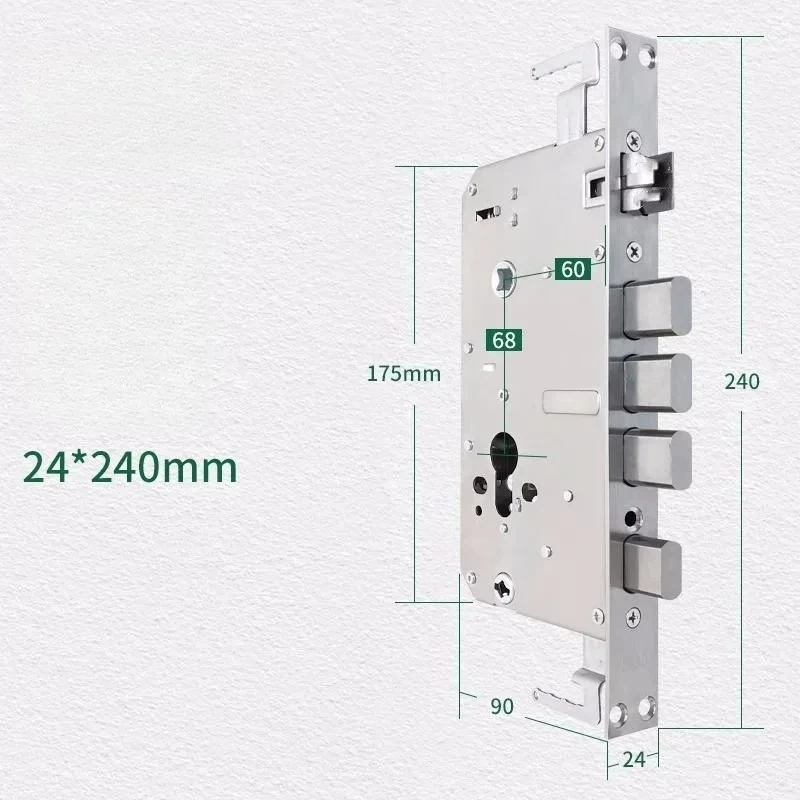 6068 304 Stainless Steel Security Door Lock Body With Hook Internal Gear Structure Anti Stuck for Smart Fingerprint Lock gallery 2
