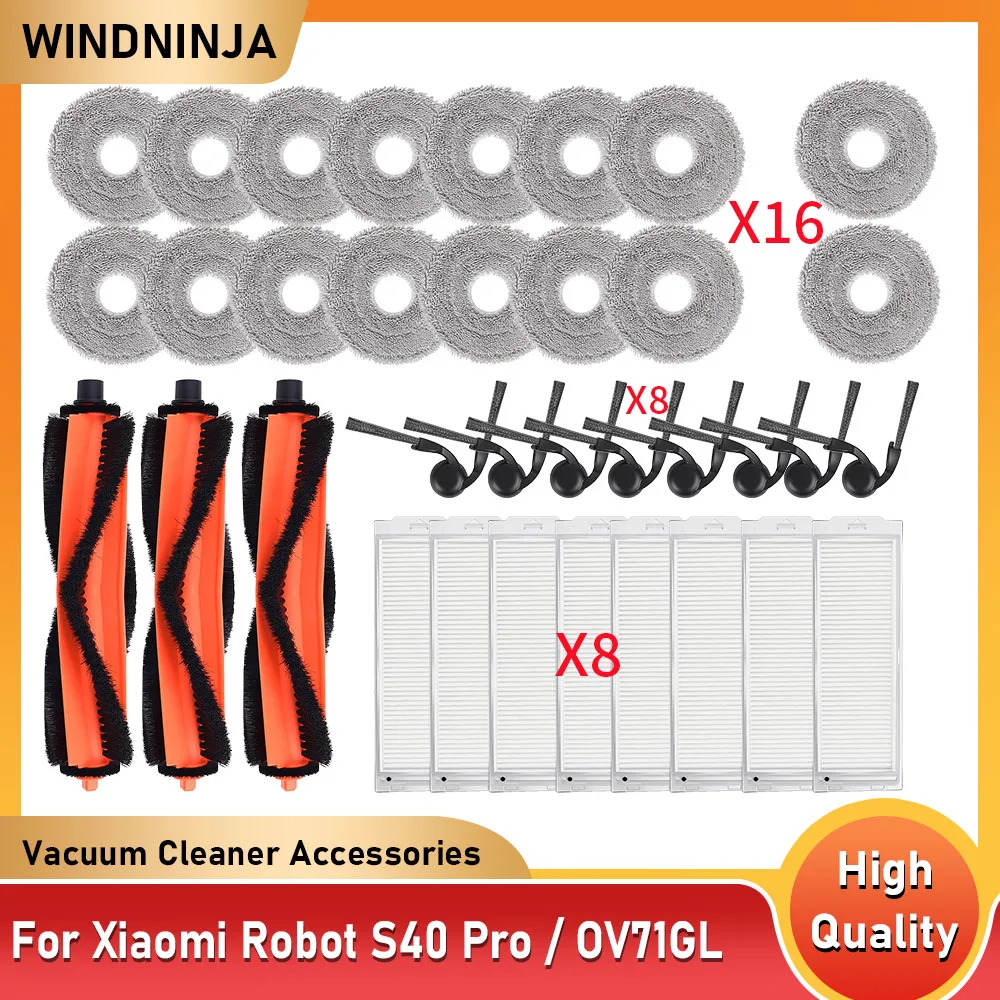 

Запасные части для робота-пылесоса Xiaomi S40 PRO / OV71GL: сменные салфетки для влажной уборки, основная и боковые щетки, фильтры, мешки для сбора пыли