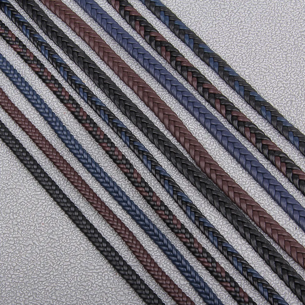 2M PU-Leder Geflochtenes Kordel 6/8mm Flachgewebte Schnur für DIY Armband Halskette Schmuckherstellung Zubehör – Detail 5