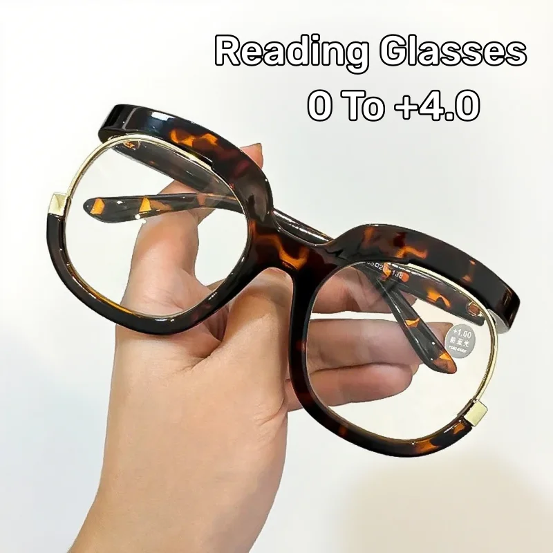 

Fashionable Oversized Presbyopia Glasses Blue Light Blocking Personalized Owl-Print Trendy Round Reading Glasses for Women