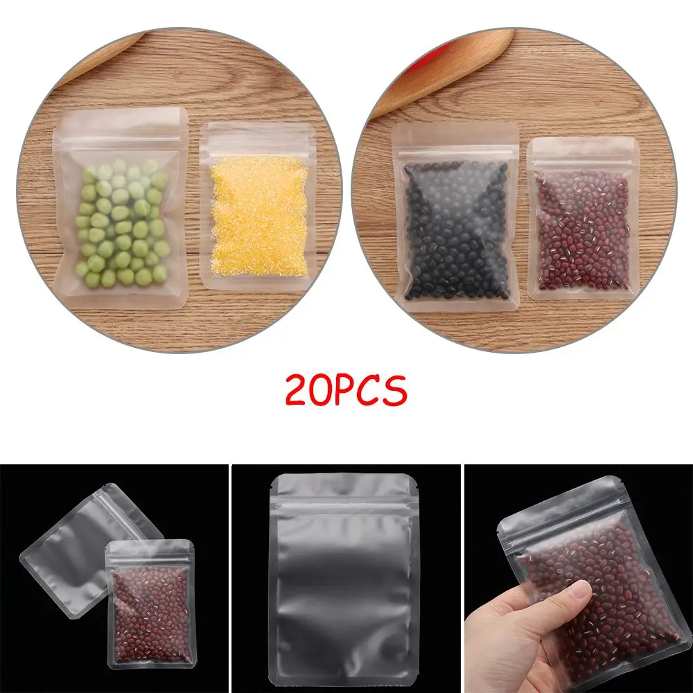 20 Pcs Pack Matte Waterproof Transparent Packaging Bag Reclosable Pouches Storage Zipper