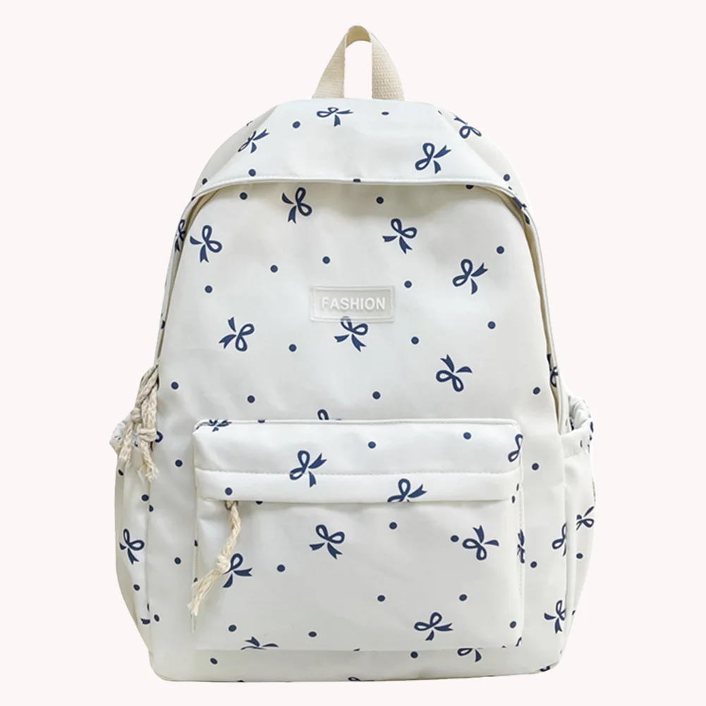 المرأة Bowknot حقيبة الظهر حقيبة مدرسية عادية طالب لطيف حقيبة الظهر الأزهار طباعة سعة كبيرة حقيبة مدرسية السفر حقيبة كتف للكمبيوتر المحمول