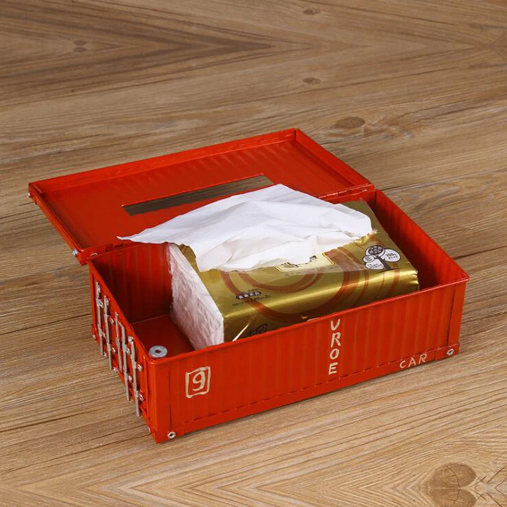 

1pc Industrial Style Tissue Box Metal Holder For Home Office Decor Sturdy Household Storage Carton