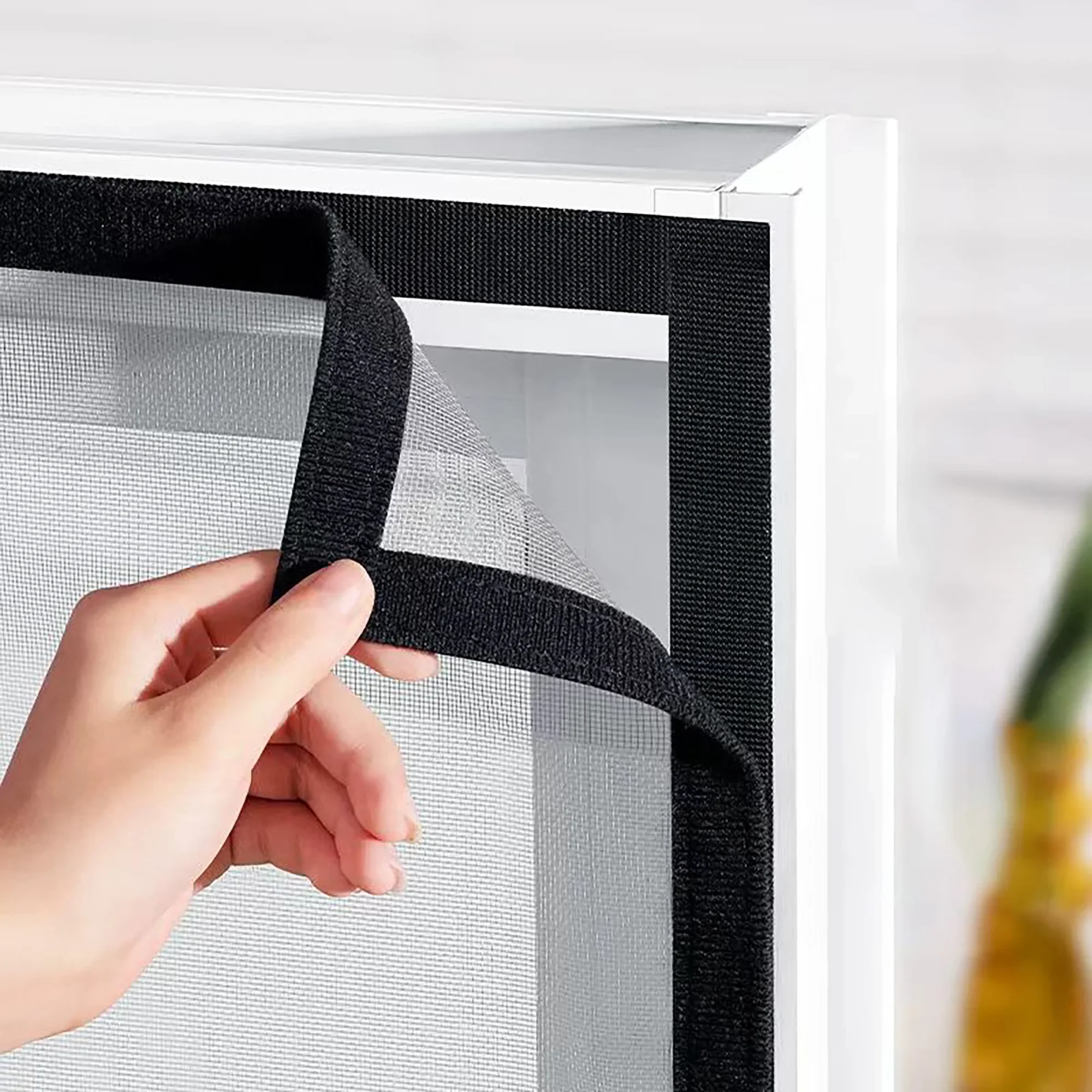 

Customized Invisible Mosquito Proof Screen Window with Black Mesh Non-Perforated Adhesive Buckle Tape Installation Generous Size