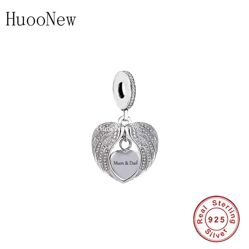 

Fit Original Pan Charm Bracelet Authentic 925 Silver Mum With Dad Angel Wings Bead For Making Women Memory Berloque 2024 DIY