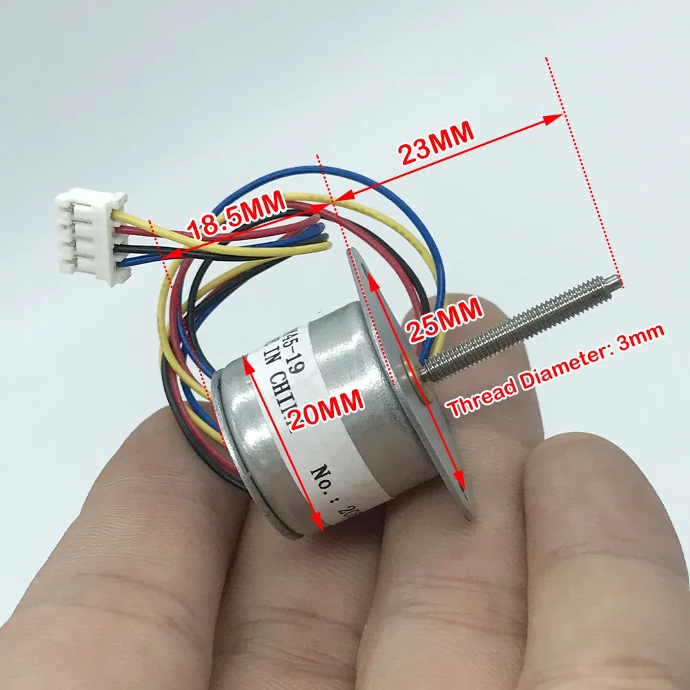 Mini 20MM Stepper Motor DC 5V 7.4V Lead 19cm Small 20BY45 Stepper Motor  2-Phases 4-Wire 3MM Threaded Axle Diameter
