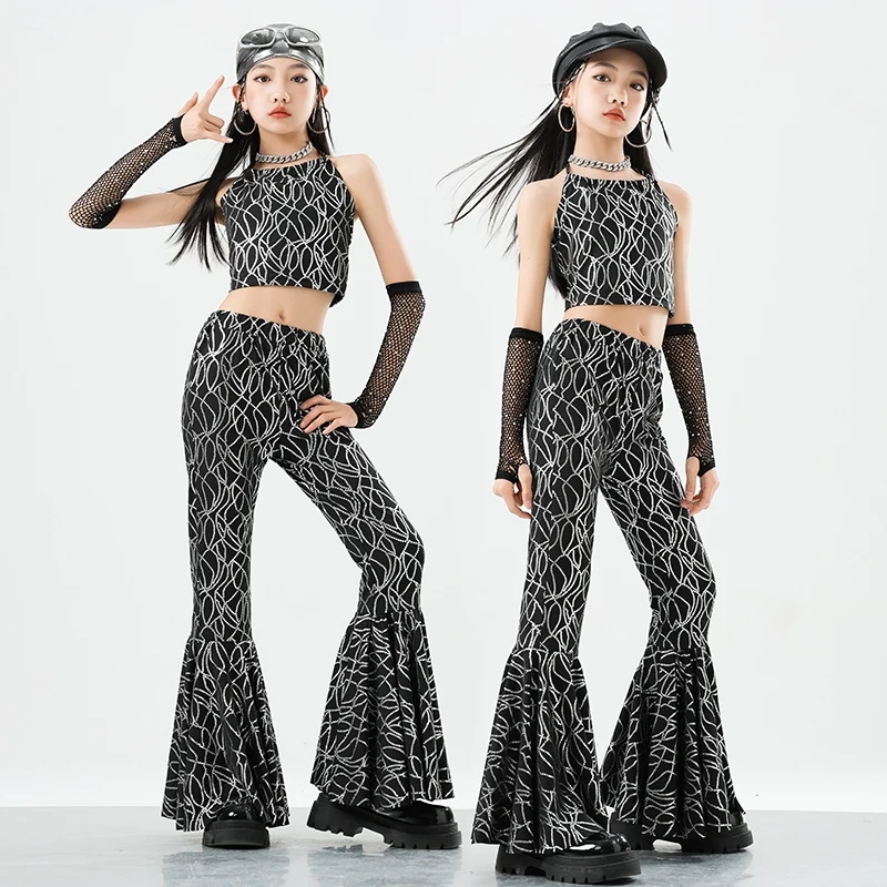 

2025 Girls Fashion Jazz Costume Kpop Dance Outfits Catwalk Clothing Tops Pants Hip Hop Dance Wear Stage Performance Suit BL15400