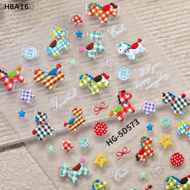 

〔HBA16〕Cartoon Colorful Stylish Horse Nail Art Sticker Self Adhesive Manicure Decal Nail Sticker Manicure Decoration For Girls