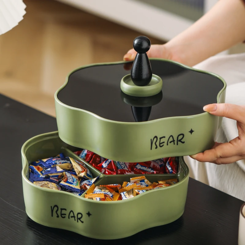 High-End Fruit Tray, Home Kitchen Organizer, Vintage Sealed Candy Box, Creative Rotating Storage, Practical Design