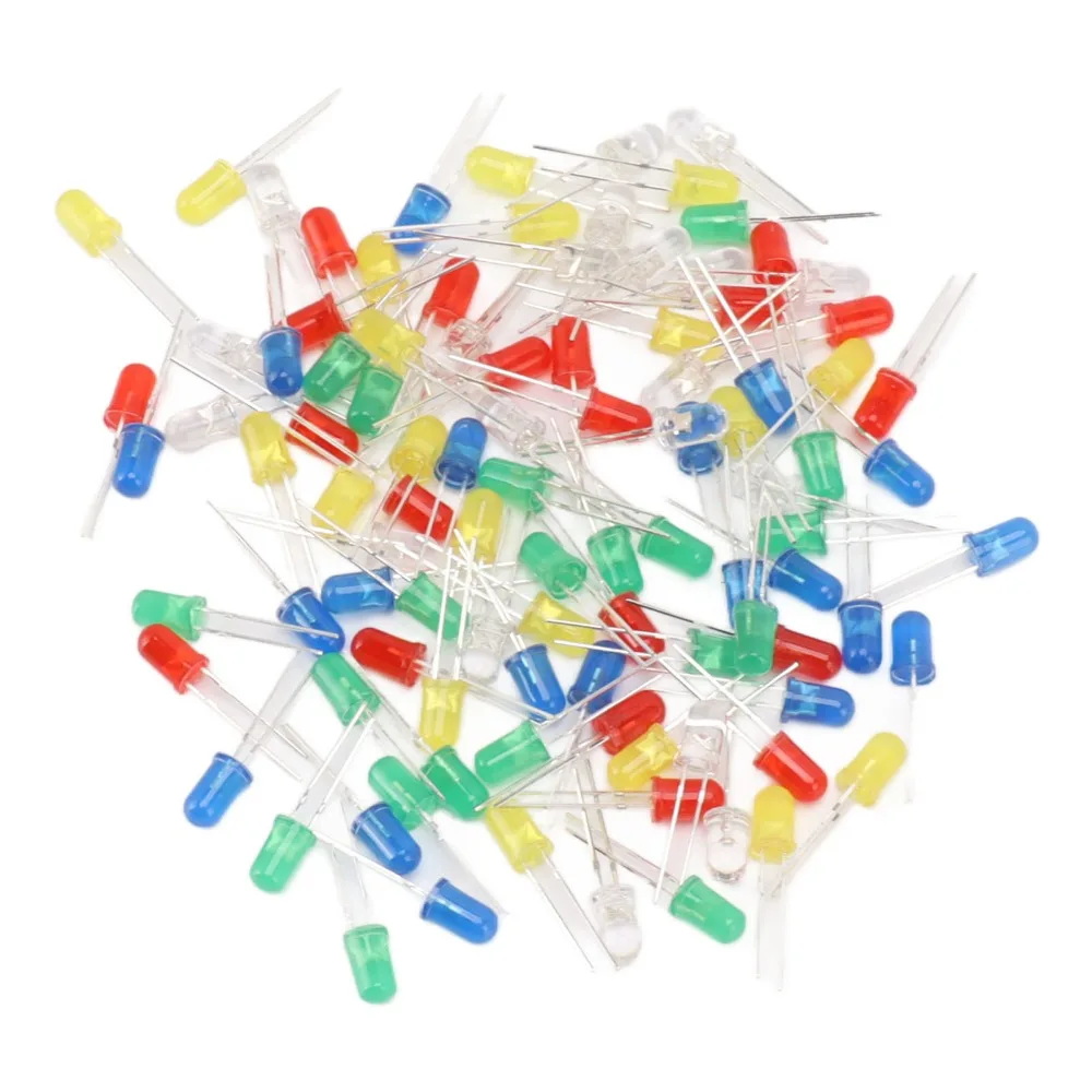 300PCS Easy ABS 5mm LED Diodes 5 Color Light Emitting Diodes Electronics Components Appliance
