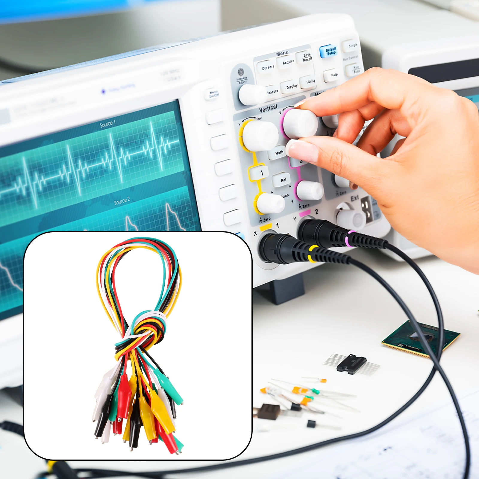 

40pcs Alligator Clip Connection Cables Test Leads Medium Size 5 Colors Jumper Wires Electrical Testing Circuit Connection