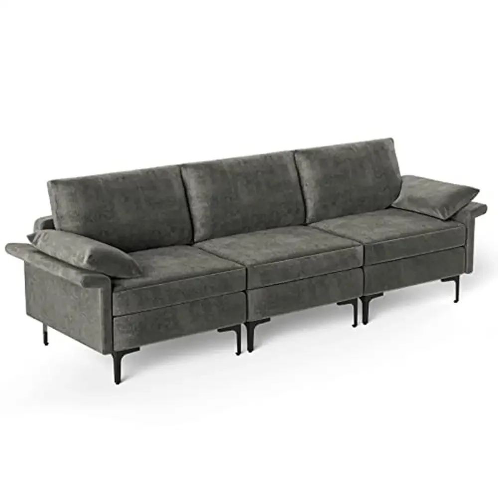 Convertible 3-Seat Modular Fabric Sofa with Removable Armrest Cushion