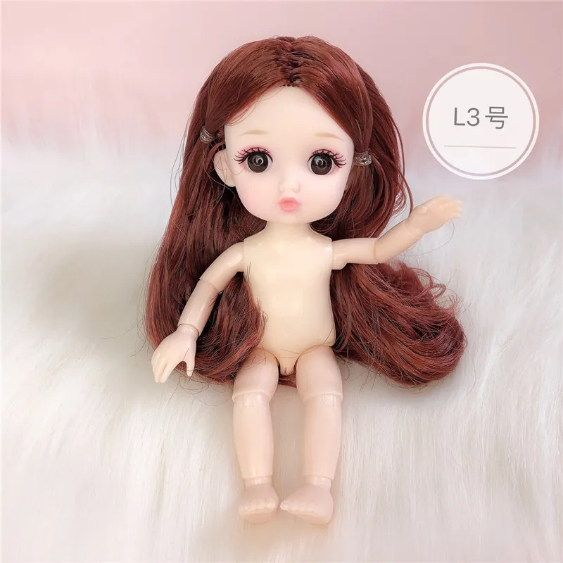 17 cm 8 points BJD cute girl with a pouty mouth 3D real eyes 13-joint toy body doll