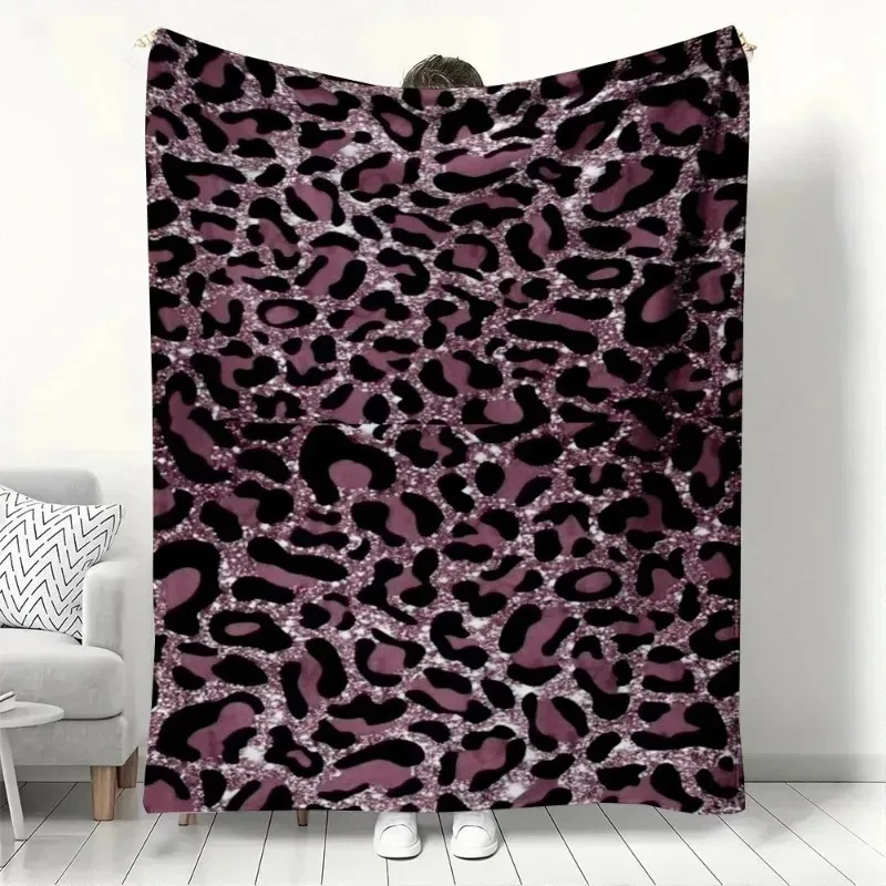 

Пушистое фиолетовое одеяло с леопардовым принтом, мягкое, теплое, уютное, фланелевое, для дивана, кровати, домашнего декора, легкое одеяло