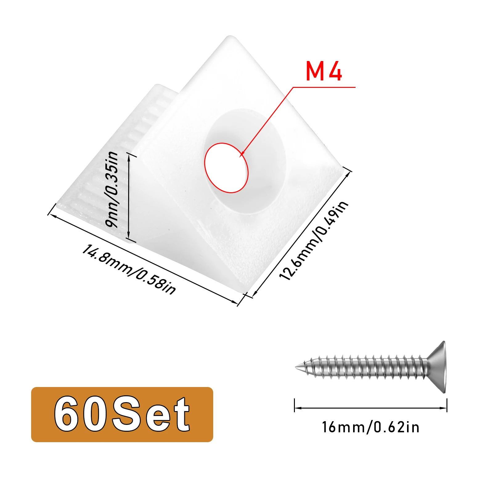 60set 수리 고정 서랍 상자 바닥 처짐 지원, 플라스틱 수선 웨지 나사 가구 수선 웨지 코너 브래킷