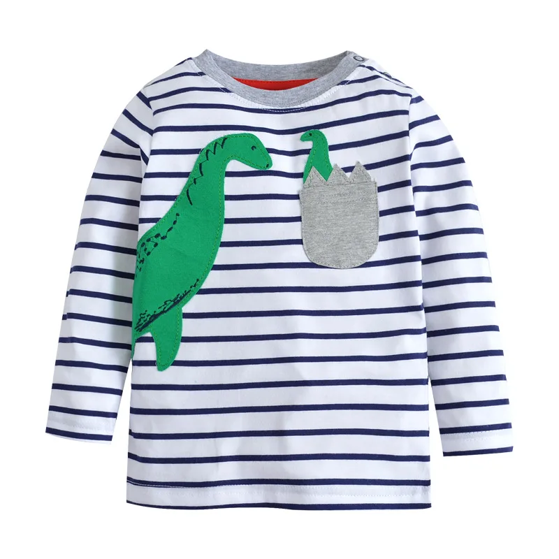 Little maven 2023 Baby Kids Tops Autumn Casual Clothes Cotton T-shirt Long Sleeves Animal Dinosaur Boys Long Sleeve T Shirts